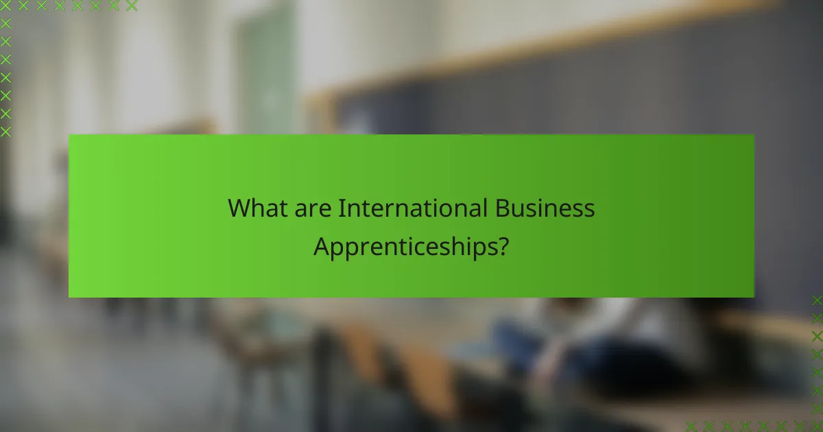 What are International Business Apprenticeships?