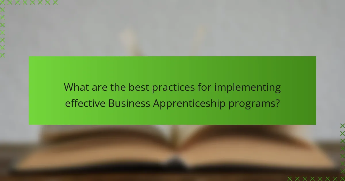 What are the best practices for implementing effective Business Apprenticeship programs?