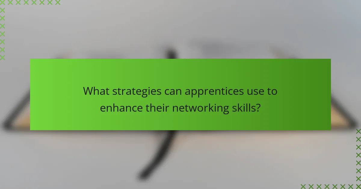 What strategies can apprentices use to enhance their networking skills?